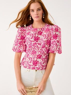 Lilly Pulitzer Medora Jacquard Top Sun Shell Pink Sunseeker Jacquard